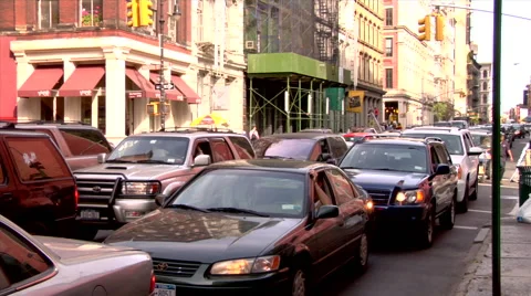 Traffic Jam Downtown Manhattan Stock Footage 49223741