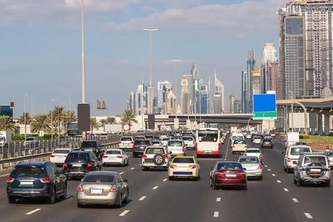 Traffic jam in Dubai Stock Photos