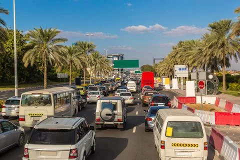 Traffic jam in Dubai Stock Photos