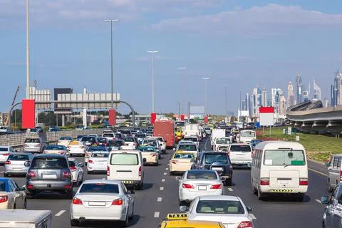 Traffic jam in Dubai Stock Photos