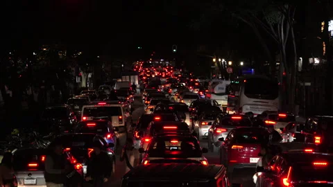 Traffic jam during evening rush hour. Mexico City, Mexico. Video stock 295648129