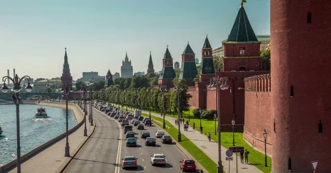 Traffic jam during rush hour in Moscow, Russia Stock Footage 79671775
