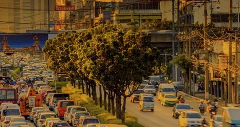 Traffic jam in evening in city,time-lapse. Stock Footage 100739003