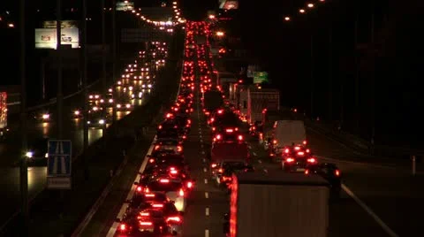 Traffic jam, evening, taillights Stock Footage 20524908