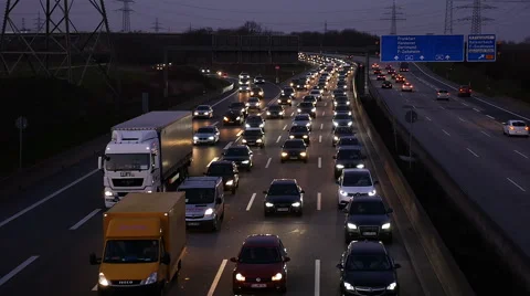 Traffic jam on German highway A66 Stock-Footage 61357997