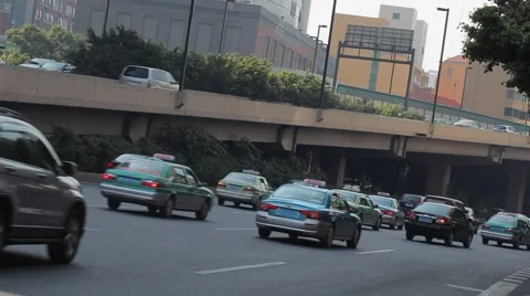 Traffic jam in Guangzhou China and viaduct Video stock 59122297
