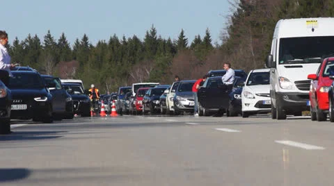 Traffic jam on highway in Germany Stock Footage 22606765