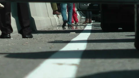 Traffic jam at highway. Hot air distortion, pollution. Stock Footage 4693209