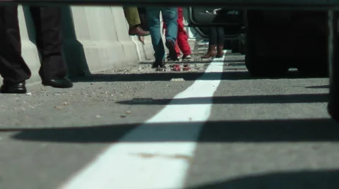 Traffic jam at highway. Hot air distortion, pollution. Slow Motion. Stock Footage 4695080
