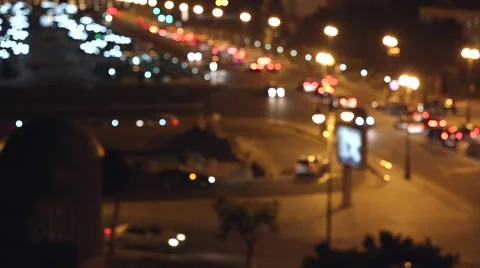 Traffic jam on a highway at night, out of focus. cars in hard traffic jam on win Stock Footage 61007375