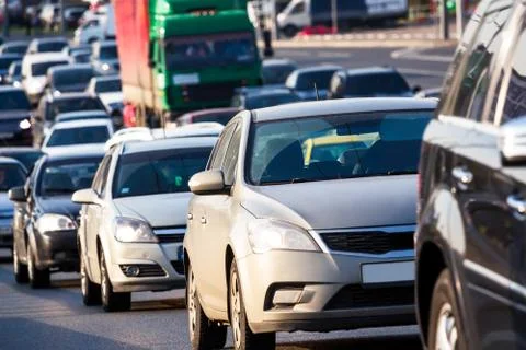 Traffic jam on the highway Stock Photos