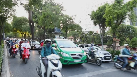 Traffic jam in Ho Chi Minh city that is the biggest city in south of Vietnam. Stock Footage 121195319