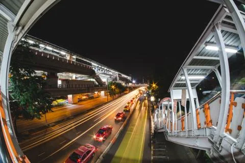 Traffic jam infront of BTS Morchit Station Stock Photos
