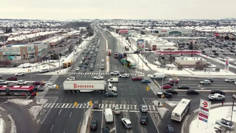 Traffic Jam At The Intersection In Brampton, Canada Caused By A Stock Footage 237736207