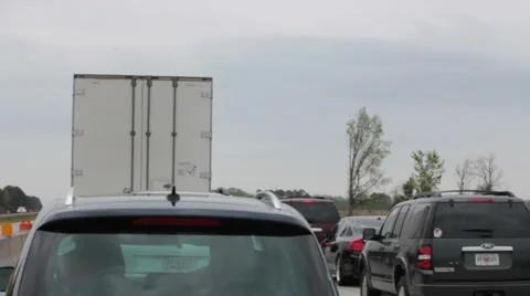 Traffic Jam on Interstate Highway in USA Stock Footage 37248041