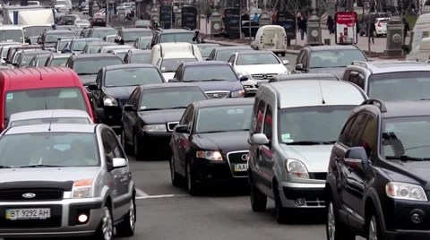 Traffic jam in Kiev Stock Footage 48493349