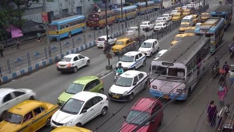 Traffic jam in Kolkata  Vídeos de archivo 82521480