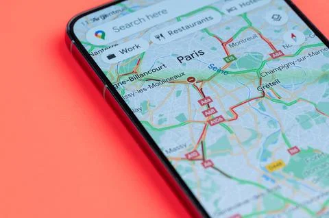 Traffic jam map in Paris Foto stock