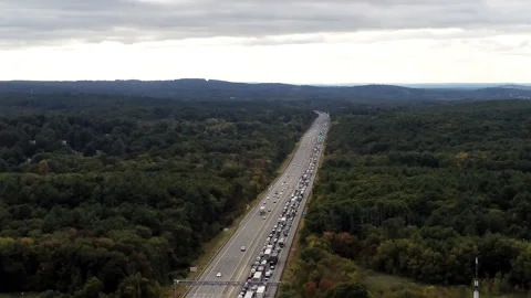 Traffic jam MassPike 3 Stock Footage 300937405