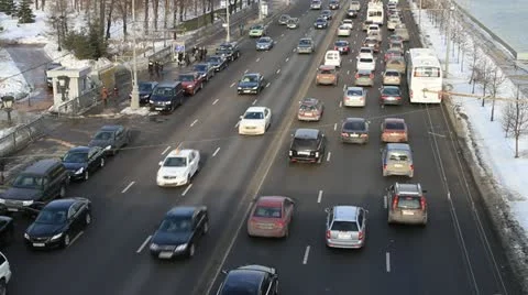 Traffic jam in Moscow Stock Footage 21263295