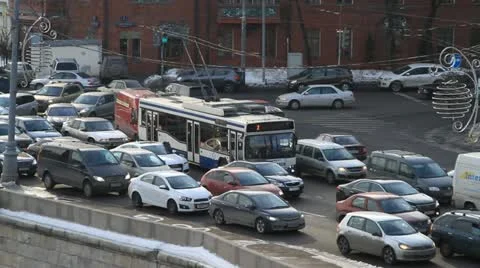 Traffic jam in Moscow Stock Footage 21263355