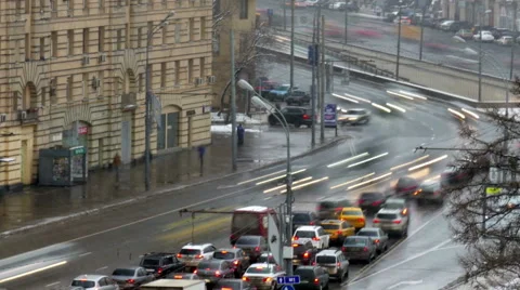 Traffic jam in Moscow, Russia Stockbeeldmateriaal 45267341