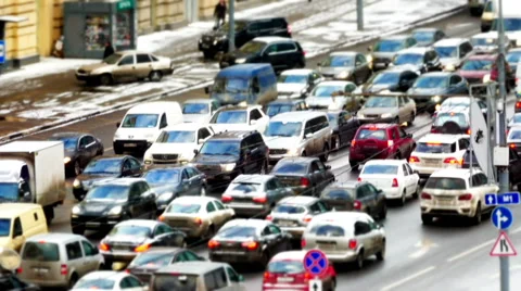 Traffic jam in Moscow, Russia Stockbeeldmateriaal 45455451