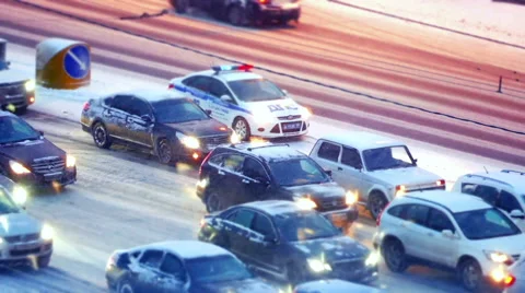 Traffic jam in Moscow, Russia Stockbeeldmateriaal 45809596