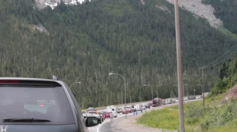 Traffic Jam in the Mountains Stock Footage 42113161