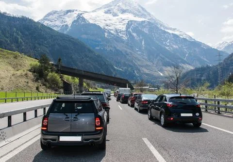 Traffic jam on the nature. Stock Photos