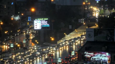 Traffic jam in the night city Stock Footage 8698689