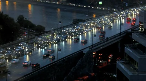 Traffic jam in the night city Stock Footage 8703232