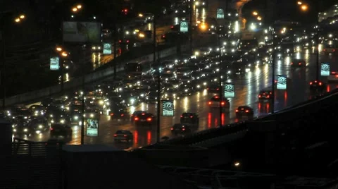 Traffic jam in the night city Stock Footage 8712786