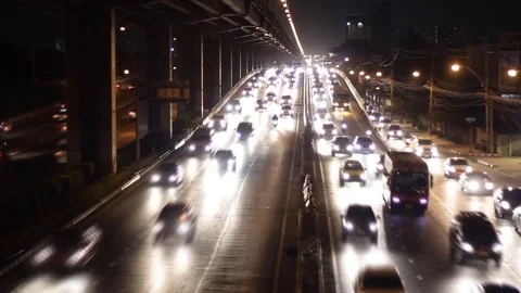 Traffic jam at night Stock Footage 75735030