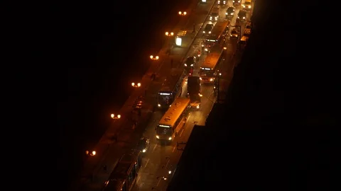 Traffic jam at night Stock Footage 86009544