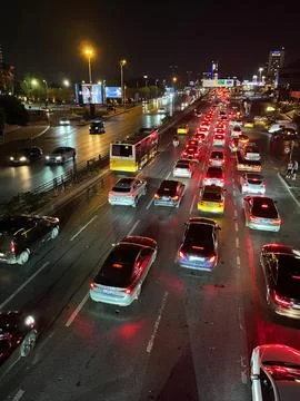 Traffic jam at night Stock Photos