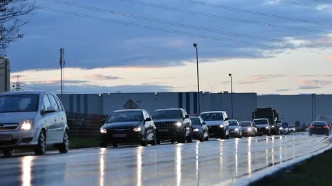 Traffic jam on a principal road in austria 库存影片 126967482