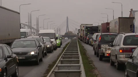 Traffic Jam in Riga Stock Footage 37843095