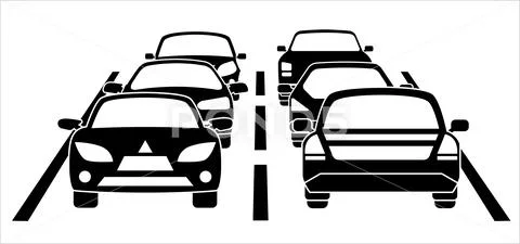 A traffic jam on the road Stock Illustration