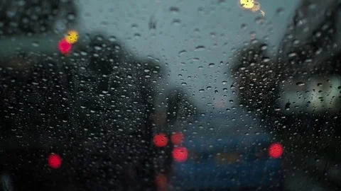 Traffic jam on road at night with rain Stock Footage 78128222