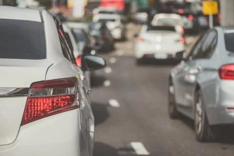 Traffic jam with row of car Stock Photos