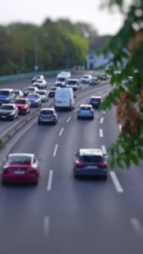 Traffic Jam, Rush hour traffic, slow urban traffic, curve Stock Footage 317155435