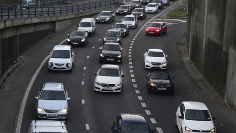 Traffic jam at rushour on inner ring road leaving leeds city centre uk Stock Footage 114223040