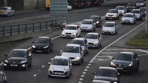 Traffic jam at rushour on inner ring road leaving leeds city centre uk Stock Footage 114223422