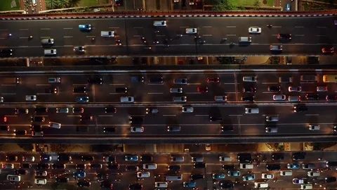 Traffic jam on Semanggi bridge during rush hour Stock Footage 98099624