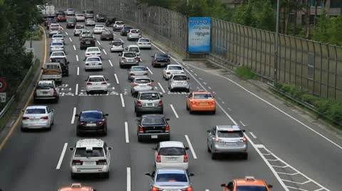 Traffic jam in Seoul Stock Footage 12694629