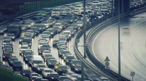 Traffic jam on speed highway Stock Footage 49226125