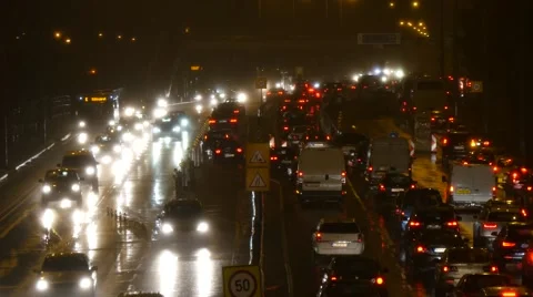 Traffic jam on the sreets of Budapest, 4K Stock Footage 44602087