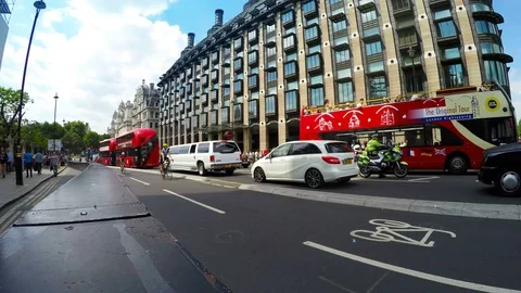 Traffic jam on the street in front of Big Ben in London Stock Footage 79930738