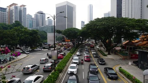 Traffic jam on street, Time-lapse, Kuala Lumpur, Malaysia. Stock Footage 77639508